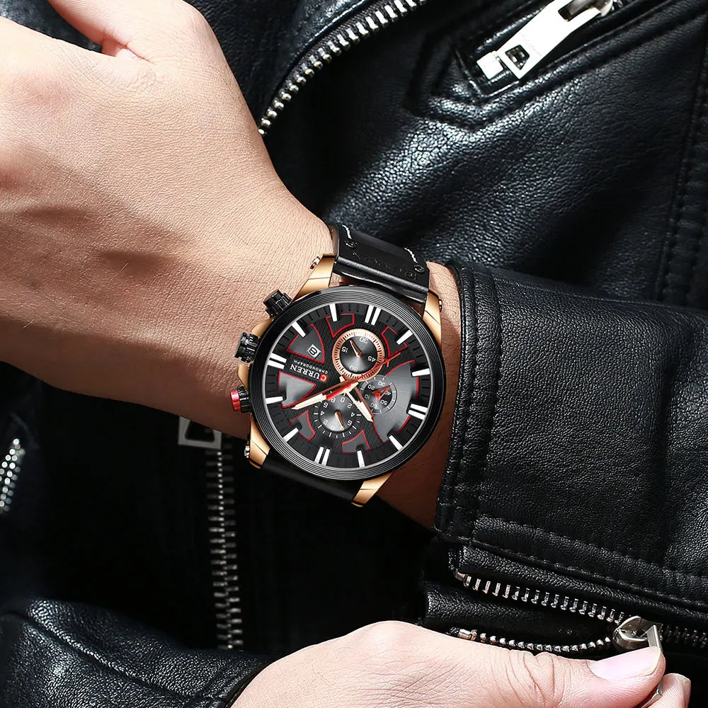 CURREN Watch Chronograph Sport Mens Watches Quartz Clock Leather Male Wristwatch Relogio Masculino Fashion Gift for Men