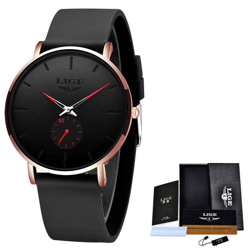 LIGE 2023 New Fashion Sports Mens Watches Top Brand Luxury Waterproof Simple Ultra-Thin Watch Men Quartz Clock Relogio Masculino