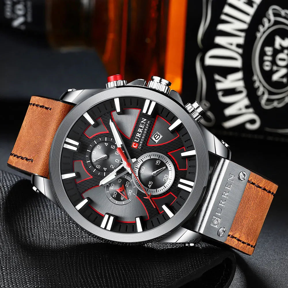 CURREN Watch Chronograph Sport Mens Watches Quartz Clock Leather Male Wristwatch Relogio Masculino Fashion Gift for Men