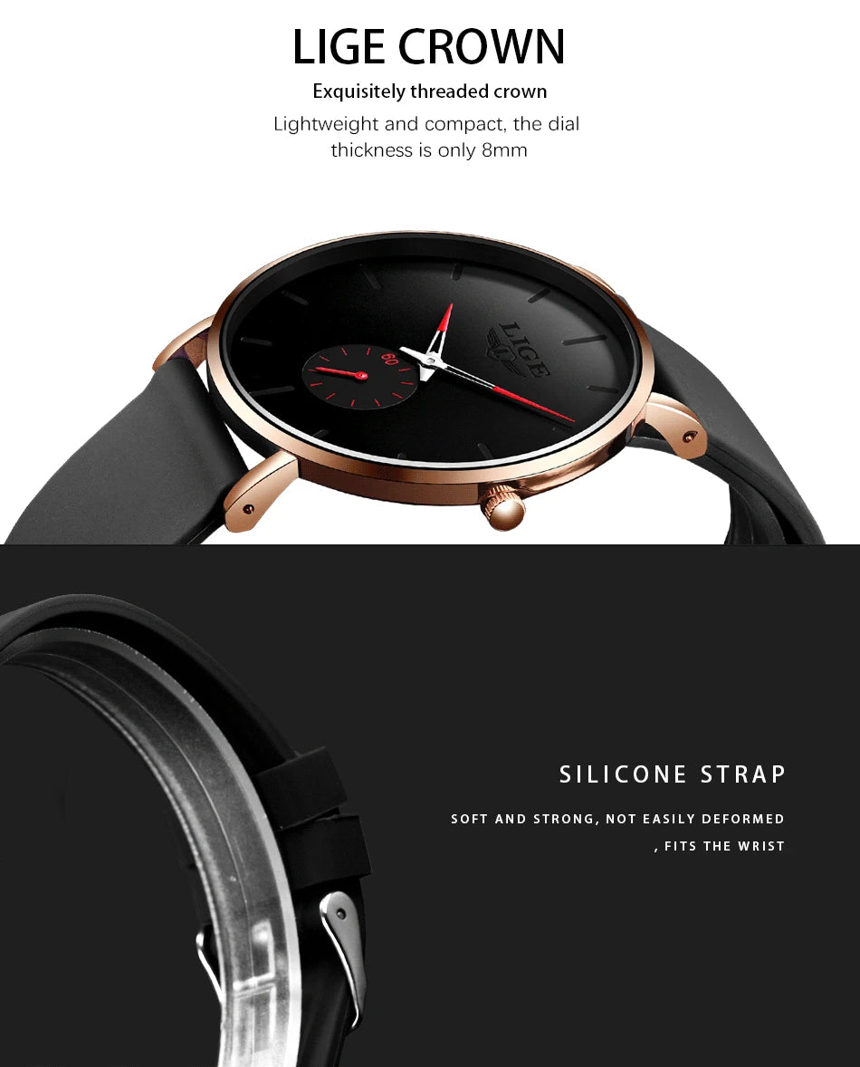 LIGE 2023 New Fashion Sports Mens Watches Top Brand Luxury Waterproof Simple Ultra-Thin Watch Men Quartz Clock Relogio Masculino