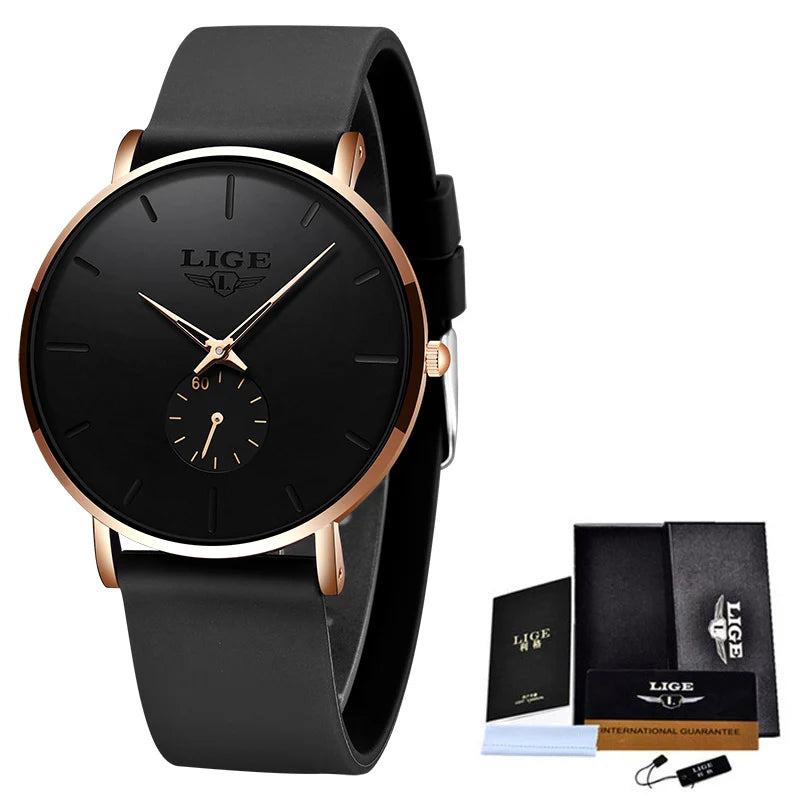 LIGE 2023 New Fashion Sports Mens Watches Top Brand Luxury Waterproof Simple Ultra-Thin Watch Men Quartz Clock Relogio Masculino
