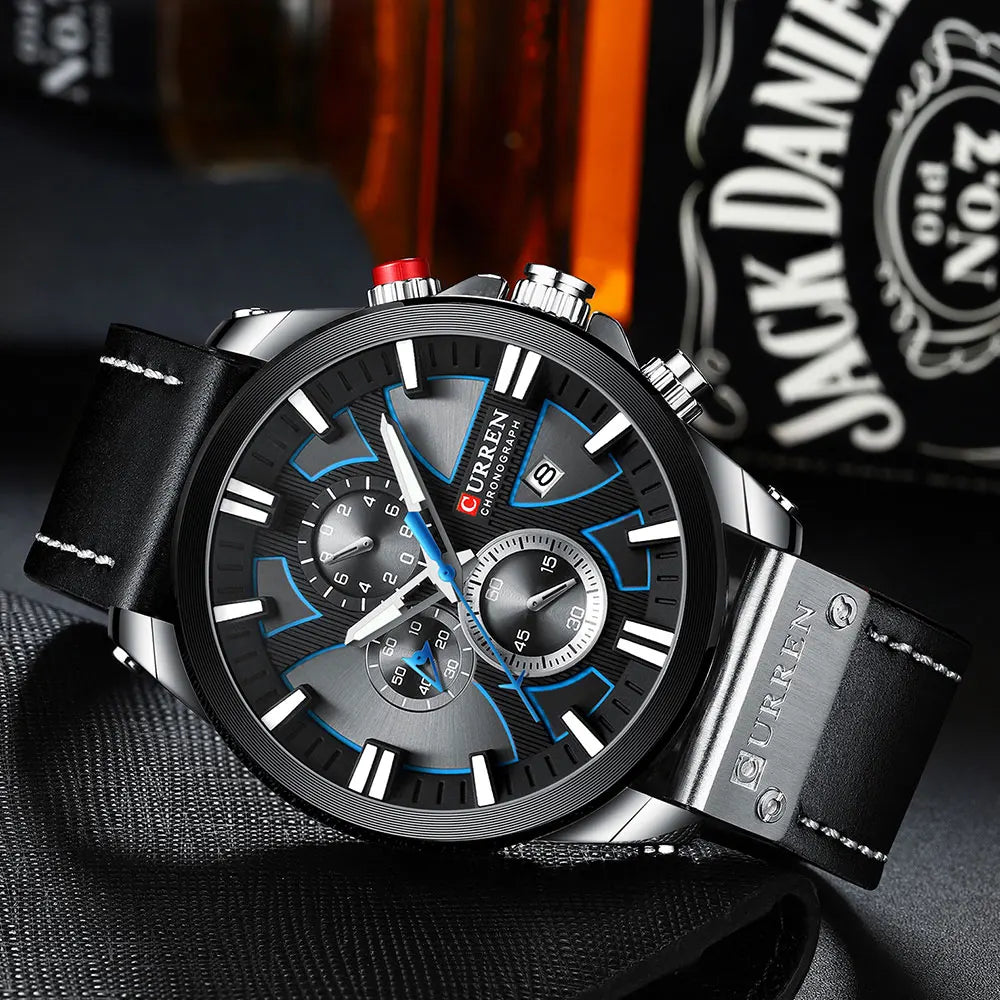 CURREN Watch Chronograph Sport Mens Watches Quartz Clock Leather Male Wristwatch Relogio Masculino Fashion Gift for Men