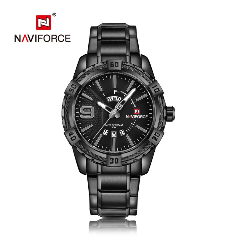 NAVIFORCE Luxury Brand Men's WristWatch Original Fashion Quartz Classic Watches For Men Waterproof Business Steel Band Clock Man