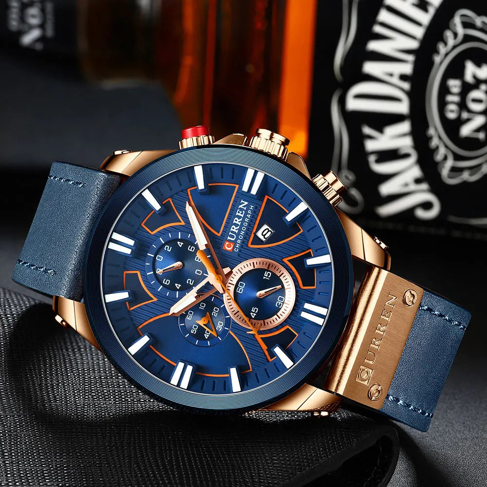 CURREN Watch Chronograph Sport Mens Watches Quartz Clock Leather Male Wristwatch Relogio Masculino Fashion Gift for Men