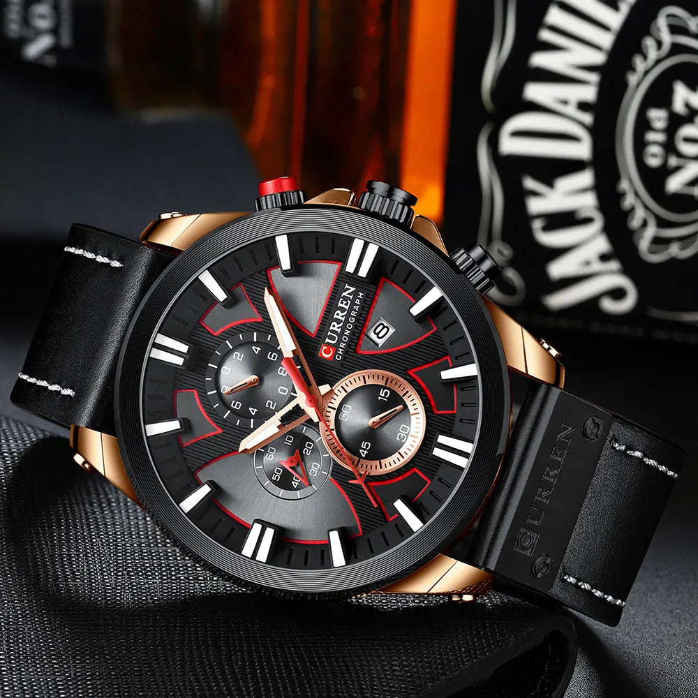 CURREN Watch Chronograph Sport Mens Watches Quartz Clock Leather Male Wristwatch Relogio Masculino Fashion Gift for Men