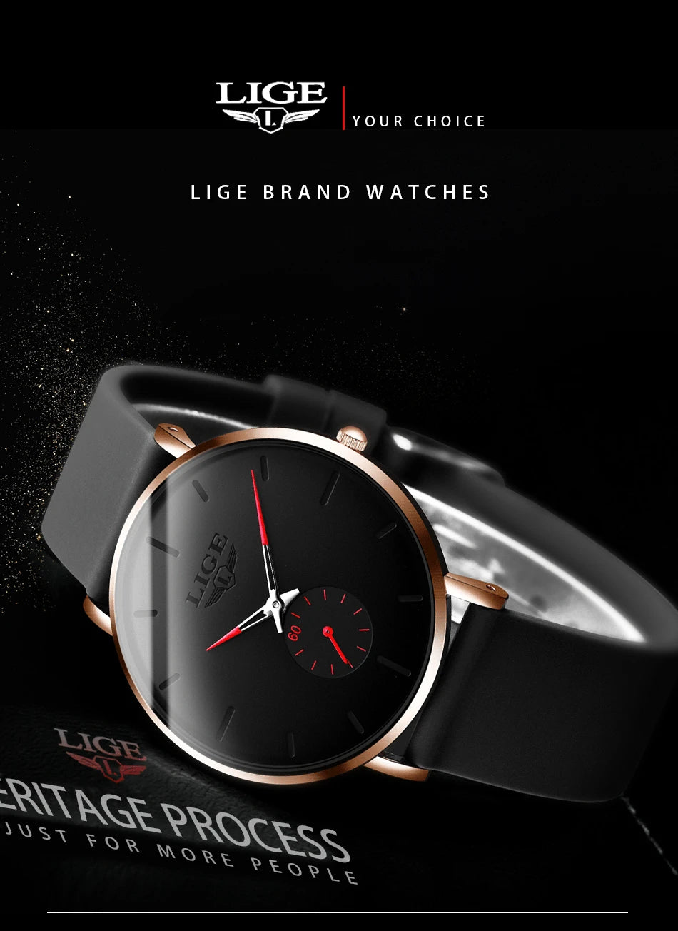 LIGE 2023 New Fashion Sports Mens Watches Top Brand Luxury Waterproof Simple Ultra-Thin Watch Men Quartz Clock Relogio Masculino