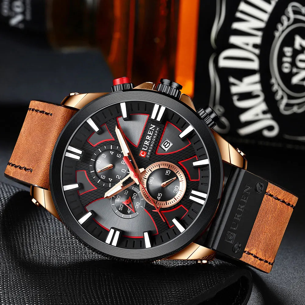 CURREN Watch Chronograph Sport Mens Watches Quartz Clock Leather Male Wristwatch Relogio Masculino Fashion Gift for Men