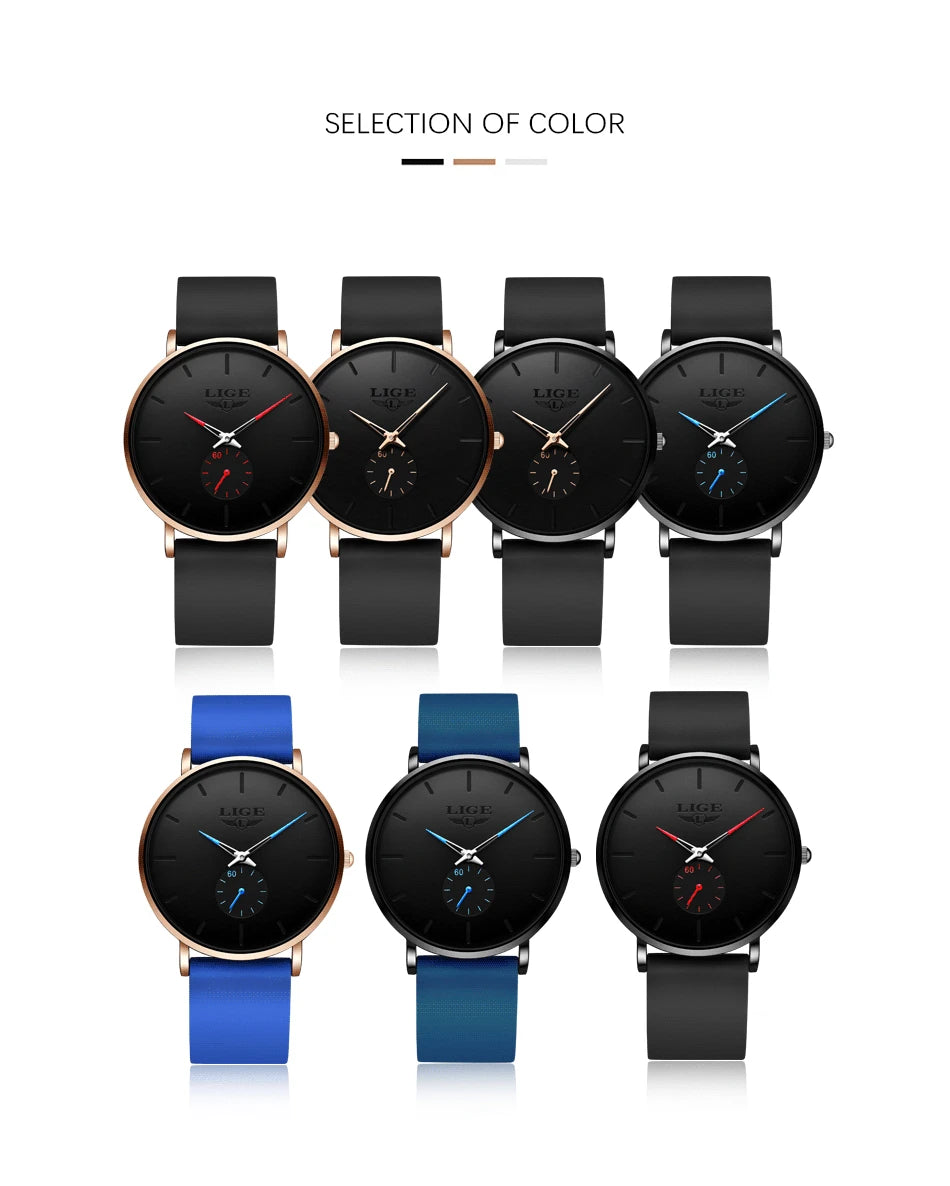 LIGE 2023 New Fashion Sports Mens Watches Top Brand Luxury Waterproof Simple Ultra-Thin Watch Men Quartz Clock Relogio Masculino