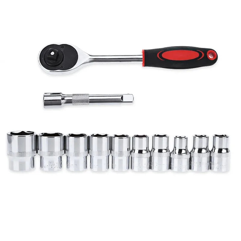 1/4'' 3/8'' 1/2'' Socket Wrench Set Extension Rod Multi-function Ratchet Spanner Set Car Motorcycle Repair Hand Tool Set