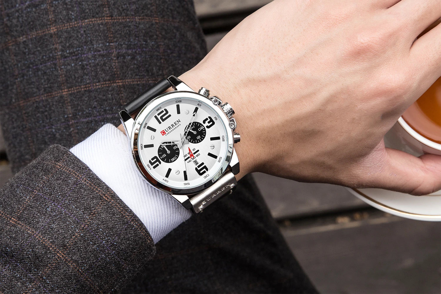 Curren 8314 Men Watch Business Leather Quartz Waterproof Six Needle Date Casual Fashion Luxury Relogio Masculino