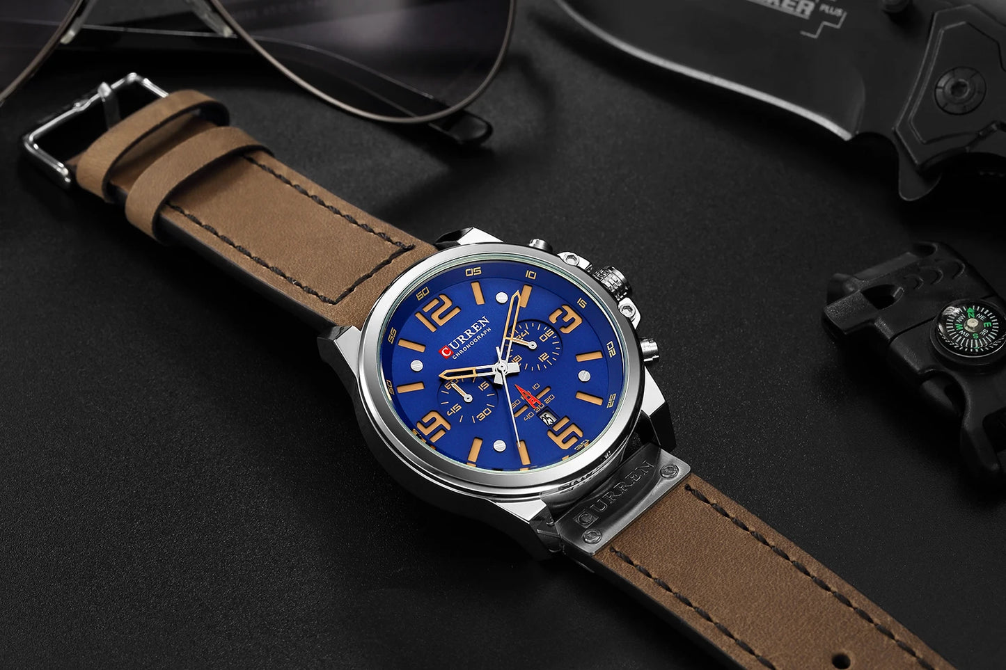 Curren 8314 Men Watch Business Leather Quartz Waterproof Six Needle Date Casual Fashion Luxury Relogio Masculino