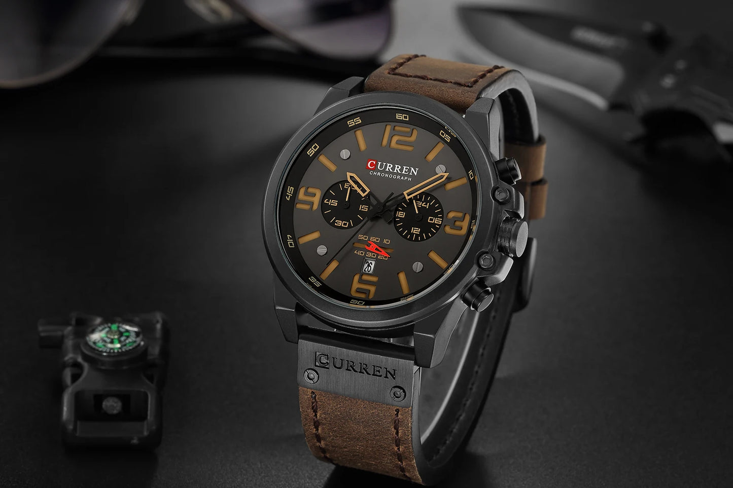 Curren 8314 Men Watch Business Leather Quartz Waterproof Six Needle Date Casual Fashion Luxury Relogio Masculino
