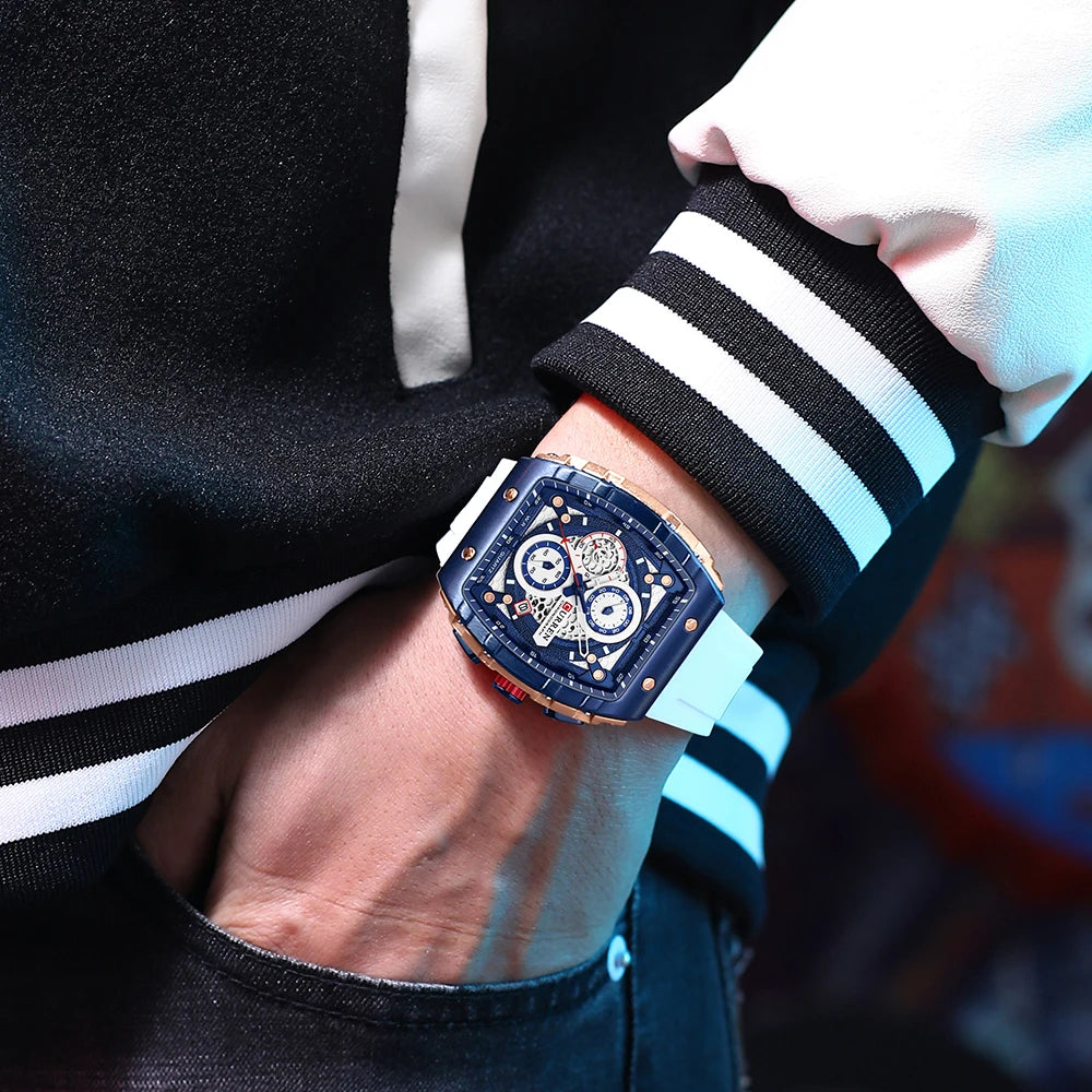 CURREN Top Brand Men's Watches Luxury Square Quartz Wristwatch Waterproof Luminous Chronograph Watch for Men Date Clock