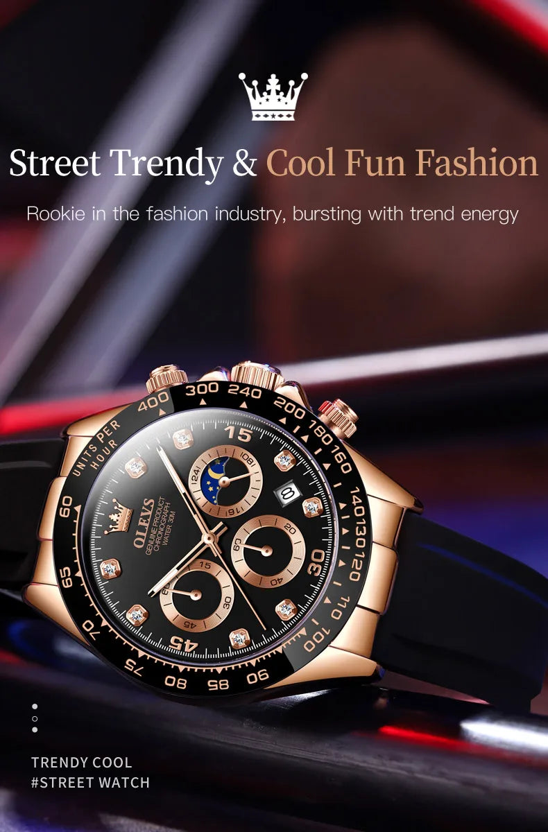 OLEVS Luxury Men Watch Quartz Man Watches Waterproof Luminous Top Brand Watch for Men Date Chronograph Sport Wristwatch
