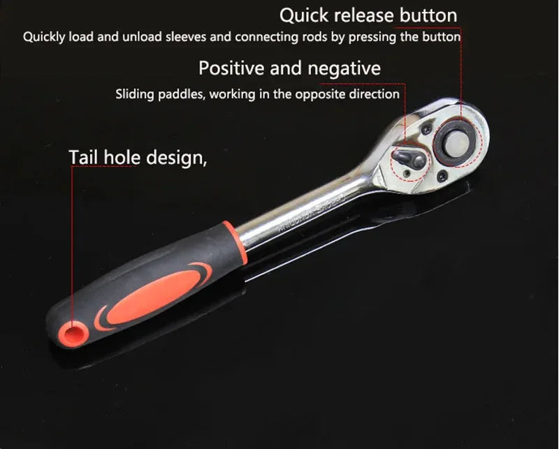 1/4'' 3/8'' 1/2'' Socket Wrench Set Extension Rod Multi-function Ratchet Spanner Set Car Motorcycle Repair Hand Tool Set