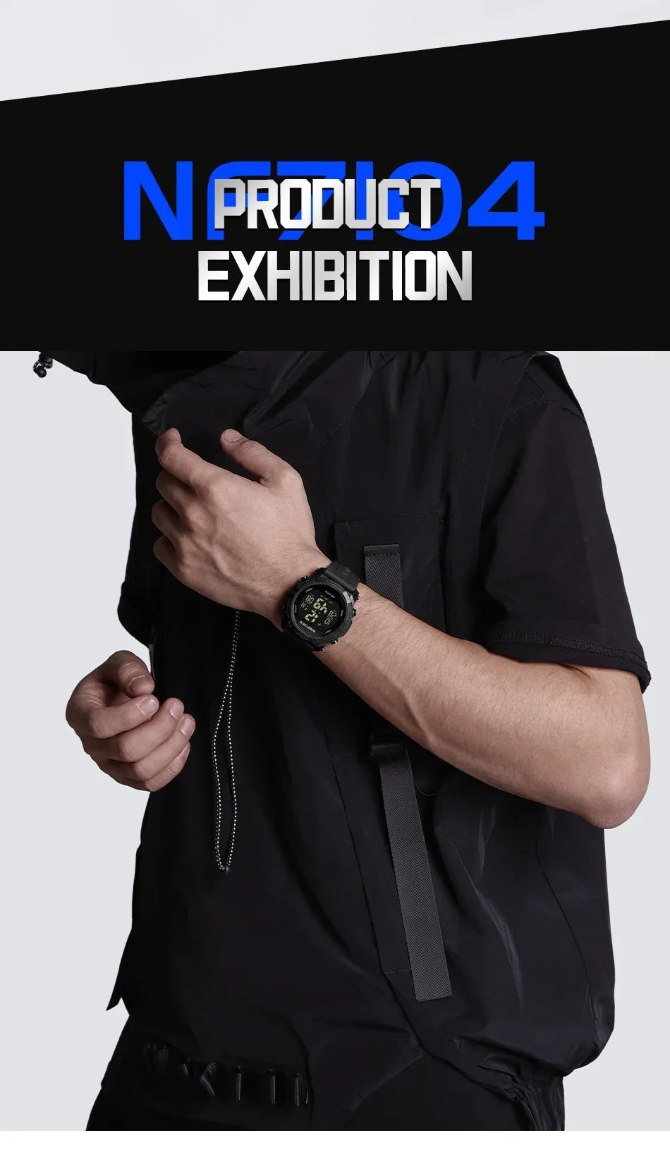 NAVIFORCE NF7104 Men's LCD Digital Casual Date and Week Alarm Waterproof Silicone Strap Electronic Watch