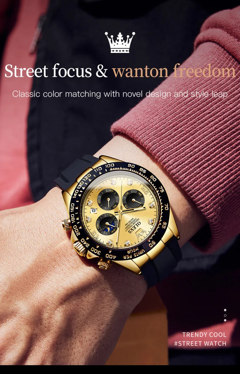 OLEVS Luxury Men Watch Quartz Man Watches Waterproof Luminous Top Brand Watch for Men Date Chronograph Sport Wristwatch