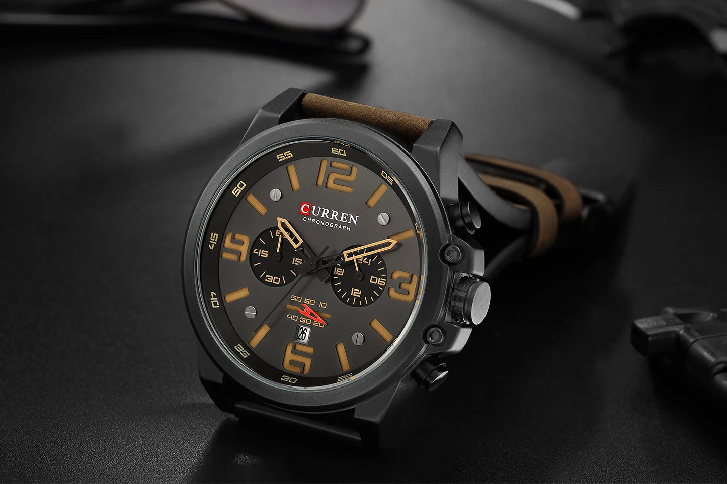 Curren 8314 Men Watch Business Leather Quartz Waterproof Six Needle Date Casual Fashion Luxury Relogio Masculino