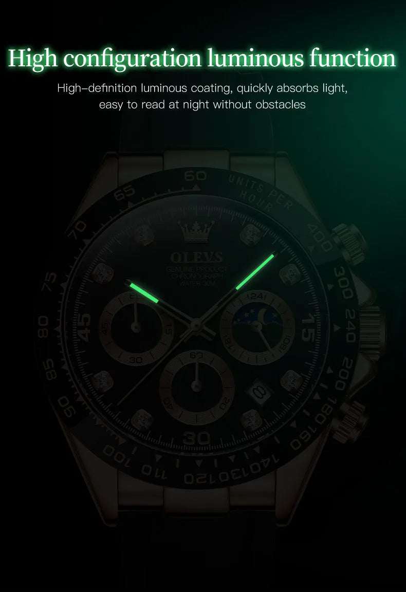 OLEVS Luxury Men Watch Quartz Man Watches Waterproof Luminous Top Brand Watch for Men Date Chronograph Sport Wristwatch