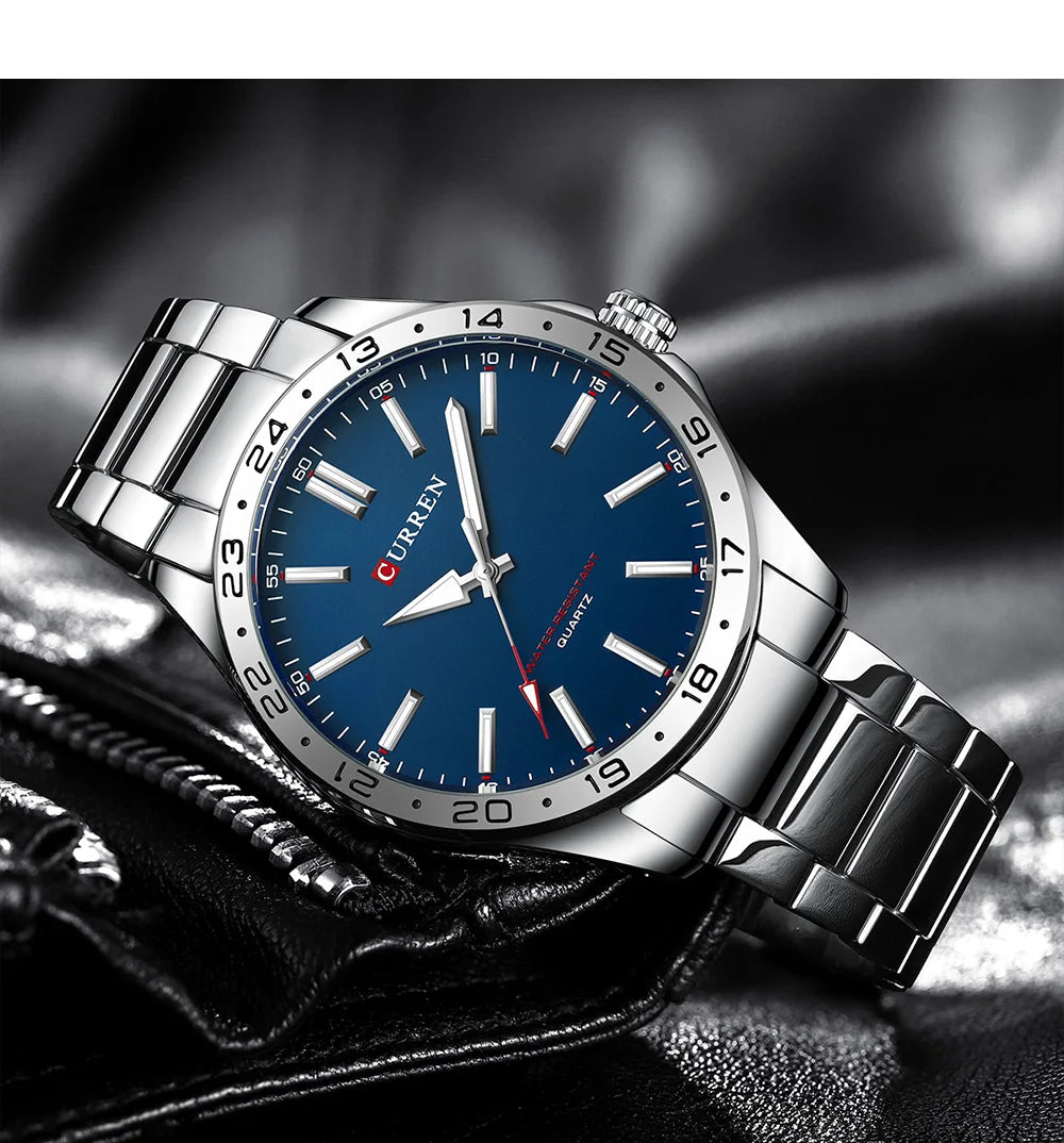 CURREN Men Fashion Ultra Thin Watches Simple Men Business Stainless Steel Quartz Watch Casual Watch For Man Relogio Masculino