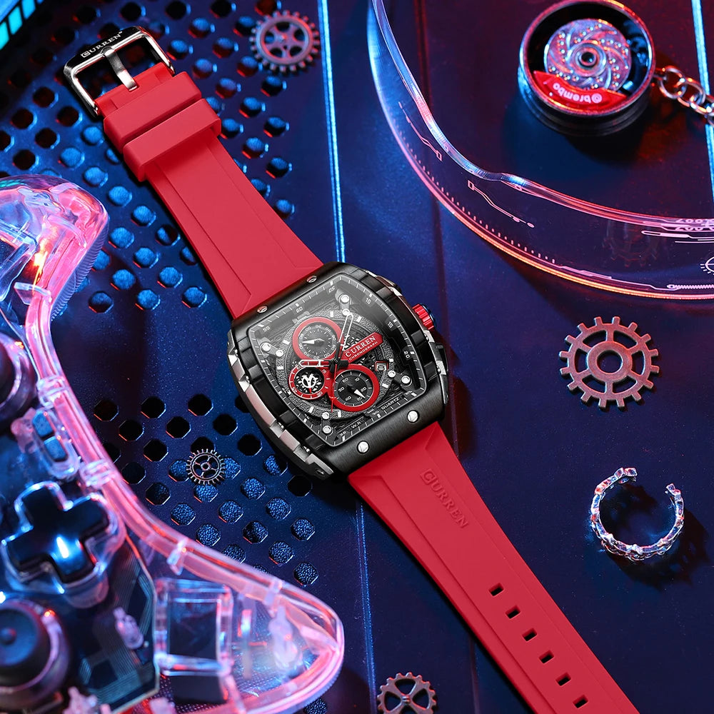 CURREN Top Brand Men's Watches Luxury Square Quartz Wristwatch Waterproof Luminous Chronograph Watch for Men Date Clock