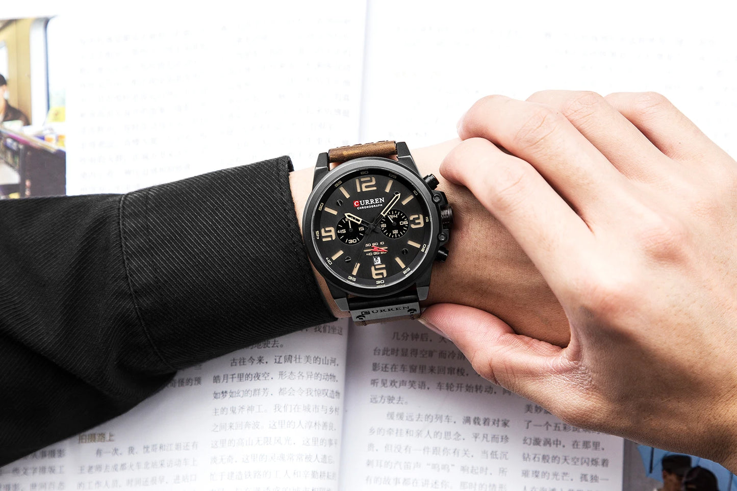 Curren 8314 Men Watch Business Leather Quartz Waterproof Six Needle Date Casual Fashion Luxury Relogio Masculino