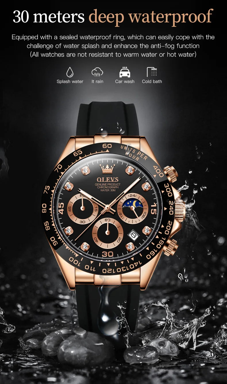 OLEVS Luxury Men Watch Quartz Man Watches Waterproof Luminous Top Brand Watch for Men Date Chronograph Sport Wristwatch