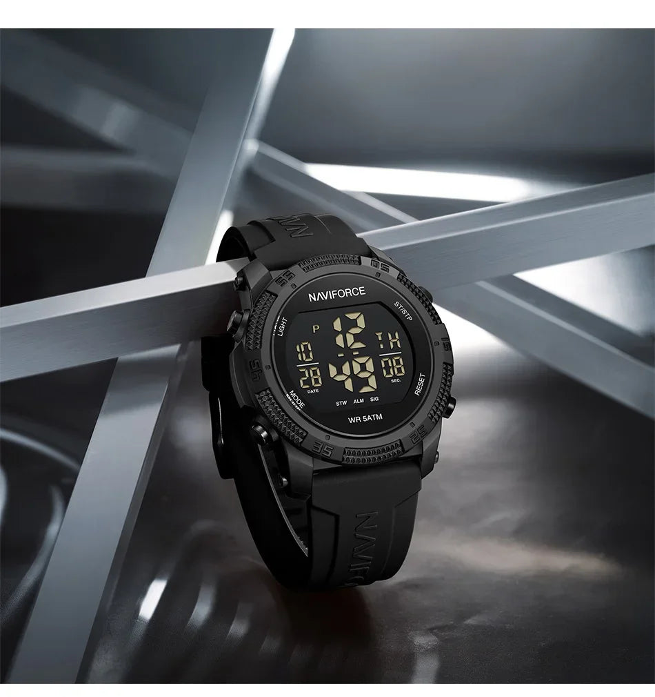 NAVIFORCE NF7104 Men's LCD Digital Casual Date and Week Alarm Waterproof Silicone Strap Electronic Watch