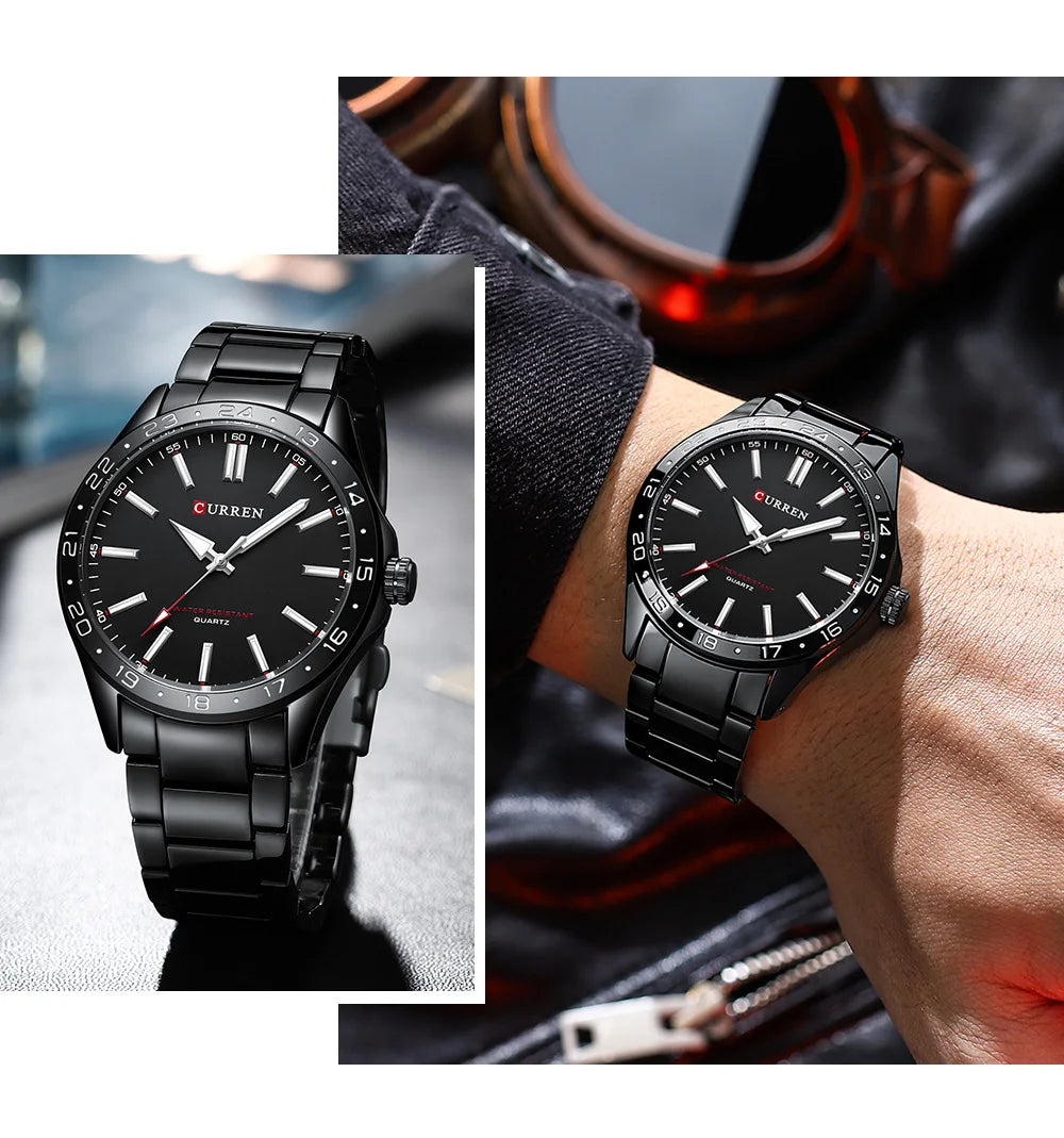 CURREN Men Fashion Ultra Thin Watches Simple Men Business Stainless Steel Quartz Watch Casual Watch For Man Relogio Masculino