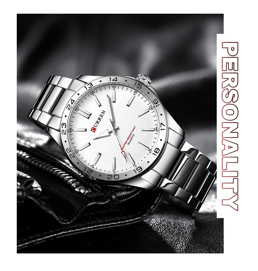 CURREN Men Fashion Ultra Thin Watches Simple Men Business Stainless Steel Quartz Watch Casual Watch For Man Relogio Masculino
