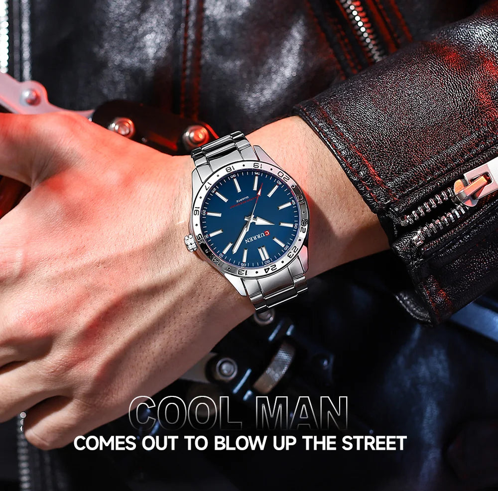 CURREN Men Fashion Ultra Thin Watches Simple Men Business Stainless Steel Quartz Watch Casual Watch For Man Relogio Masculino