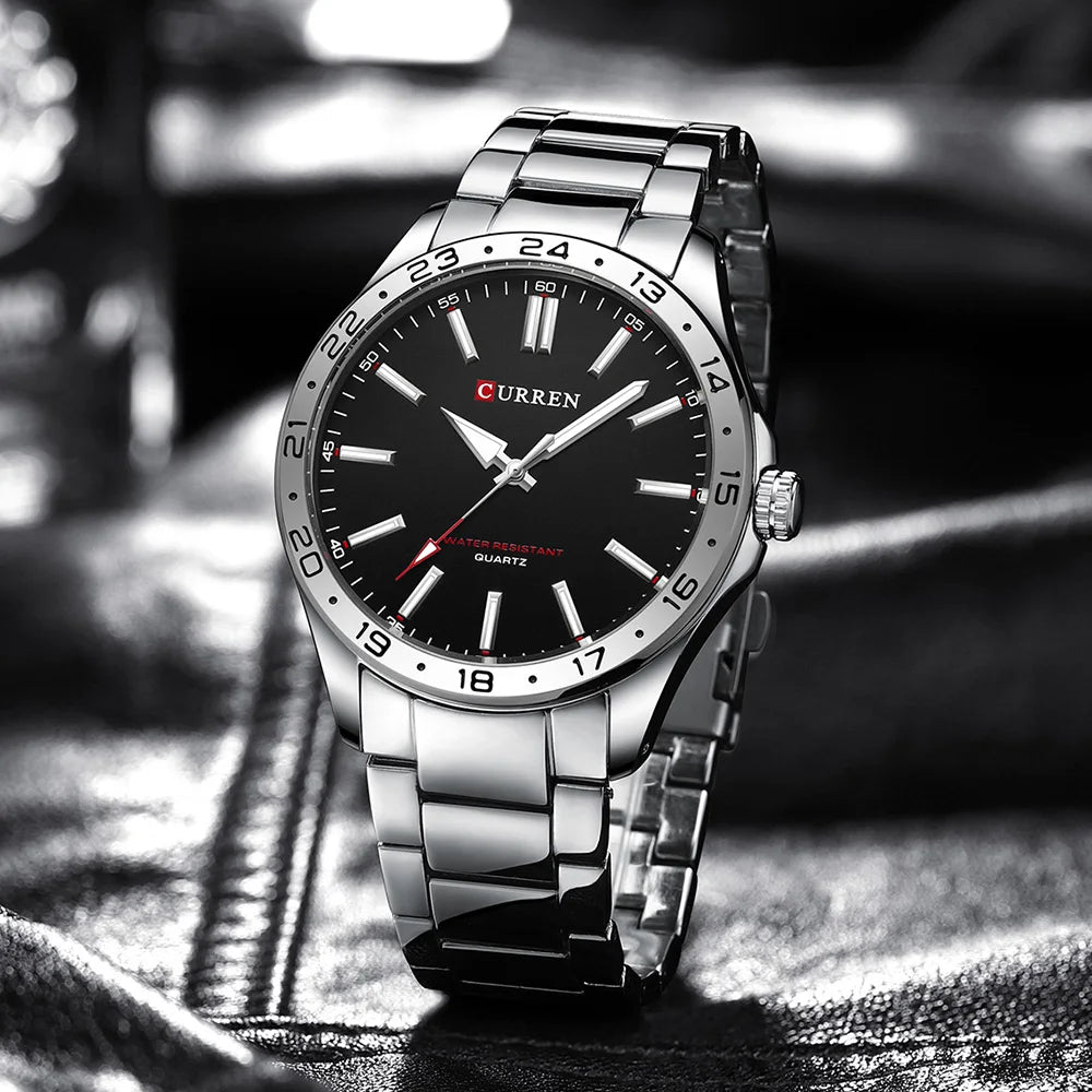 CURREN Men Fashion Ultra Thin Watches Simple Men Business Stainless Steel Quartz Watch Casual Watch For Man Relogio Masculino