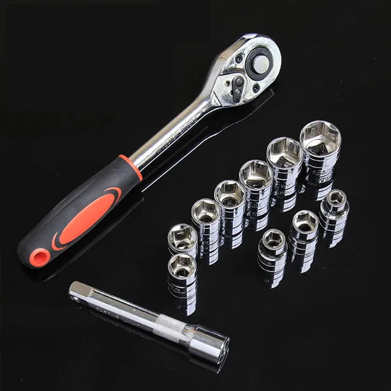 1/4'' 3/8'' 1/2'' Socket Wrench Set Extension Rod Multi-function Ratchet Spanner Set Car Motorcycle Repair Hand Tool Set