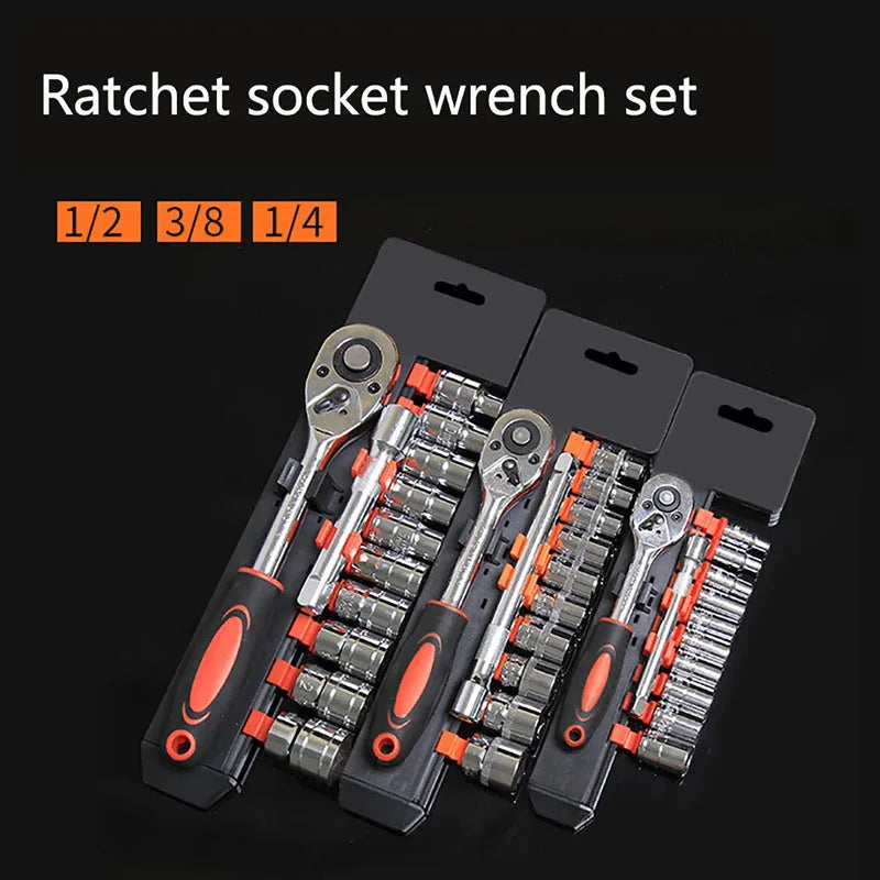 1/4'' 3/8'' 1/2'' Socket Wrench Set Extension Rod Multi-function Ratchet Spanner Set Car Motorcycle Repair Hand Tool Set