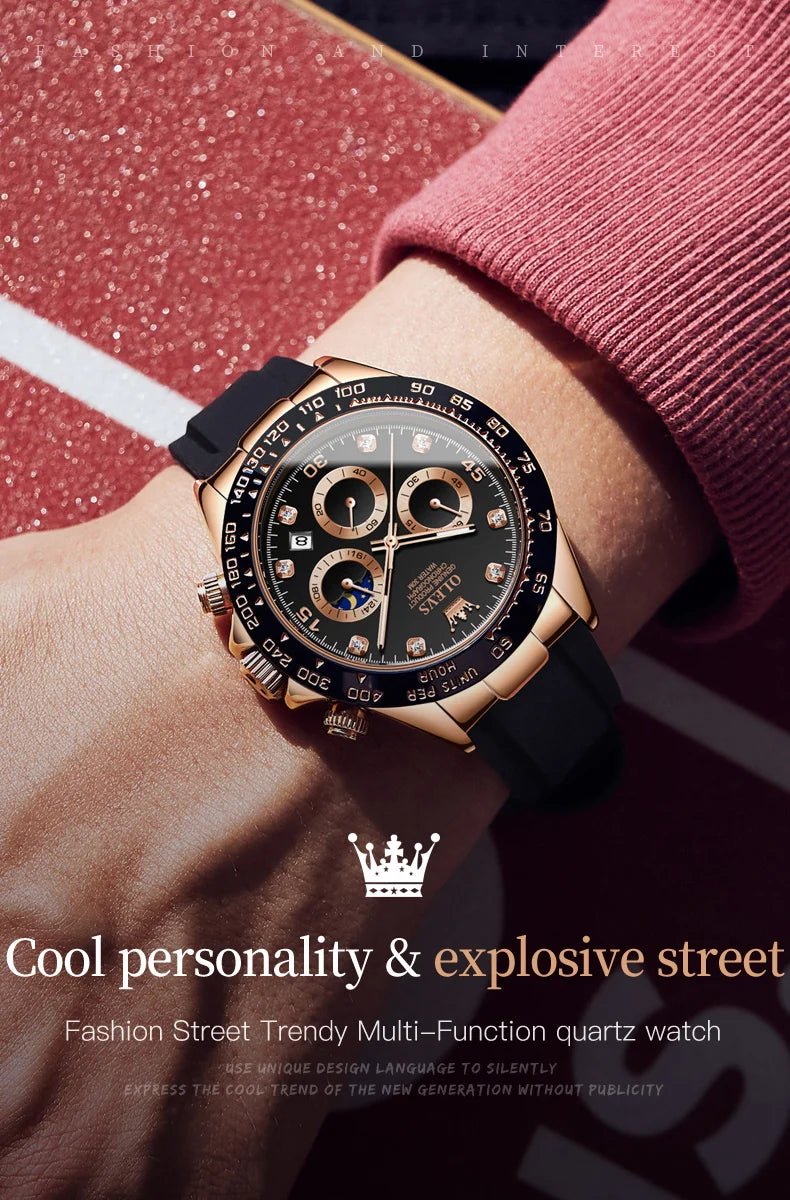 OLEVS Luxury Men Watch Quartz Man Watches Waterproof Luminous Top Brand Watch for Men Date Chronograph Sport Wristwatch