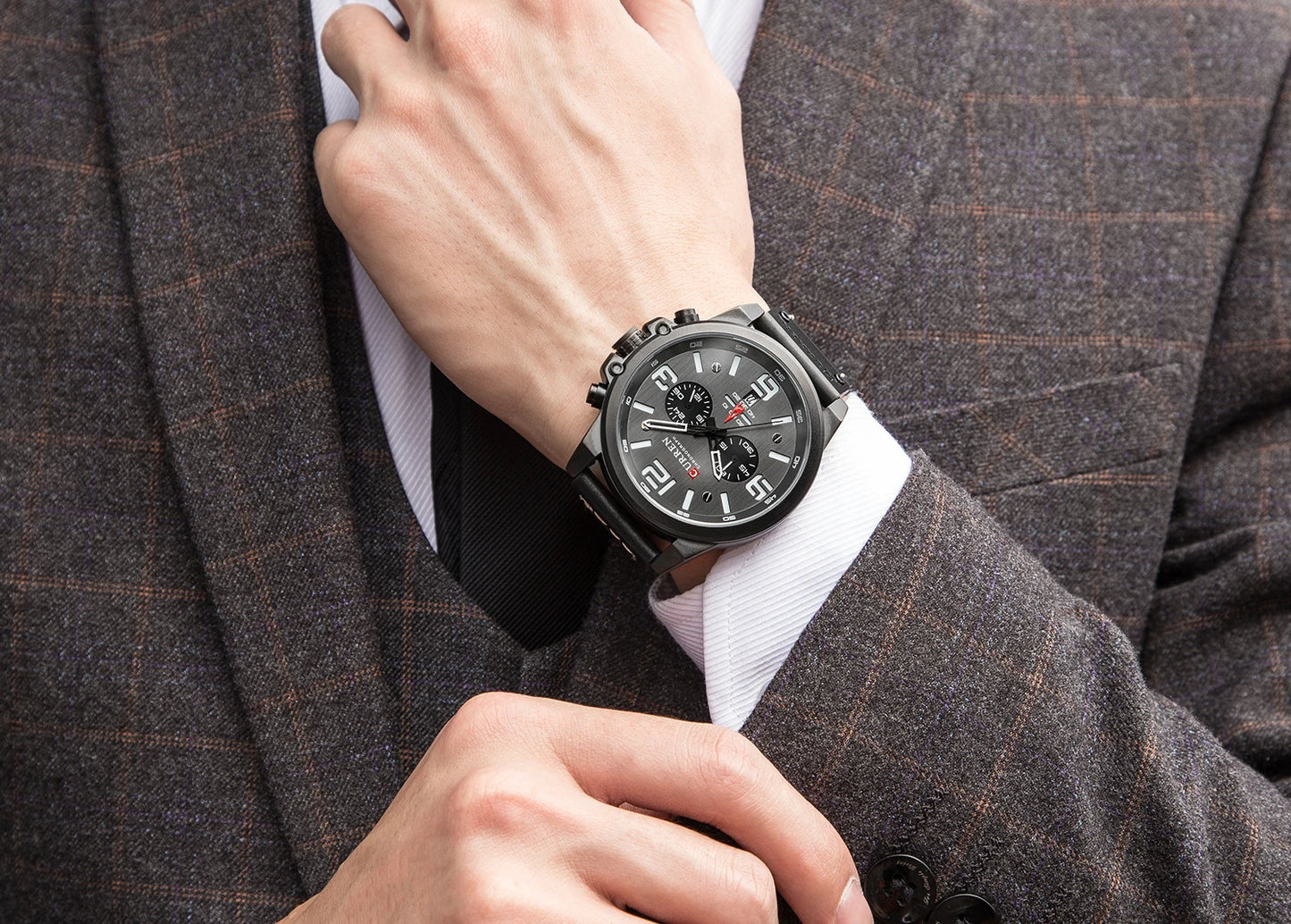 Curren 8314 Men Watch Business Leather Quartz Waterproof Six Needle Date Casual Fashion Luxury Relogio Masculino