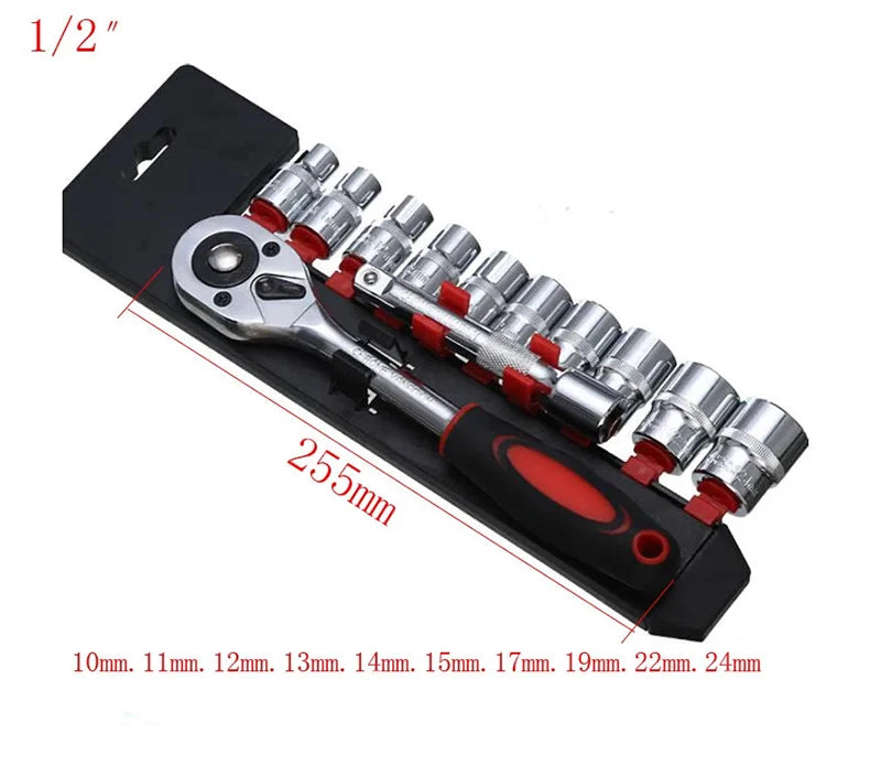 1/4'' 3/8'' 1/2'' Socket Wrench Set Extension Rod Multi-function Ratchet Spanner Set Car Motorcycle Repair Hand Tool Set