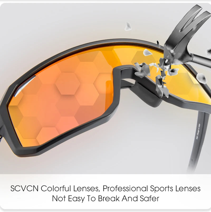 SCVCN Sports Men UV400 Sunglasses Cycling Glasses Runing Cycl Camp Bike Eyewear MTB Outdoor Goggles Bicycle Women Hunting