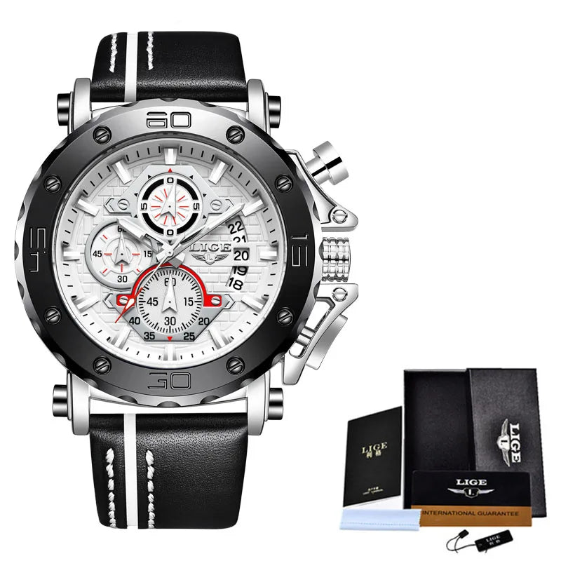 LIGE 2024 New Business Silicone Mens Watches Top Brand Luxury Quartz Watch For Men Waterproof Sport Big Dial Military Wristwatch
