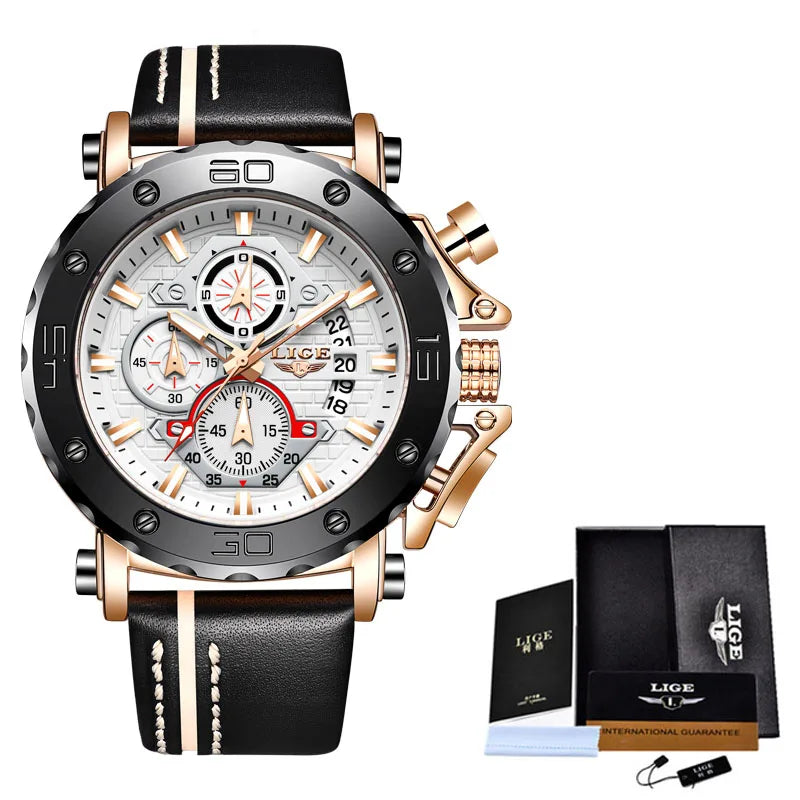 LIGE 2024 New Business Silicone Mens Watches Top Brand Luxury Quartz Watch For Men Waterproof Sport Big Dial Military Wristwatch