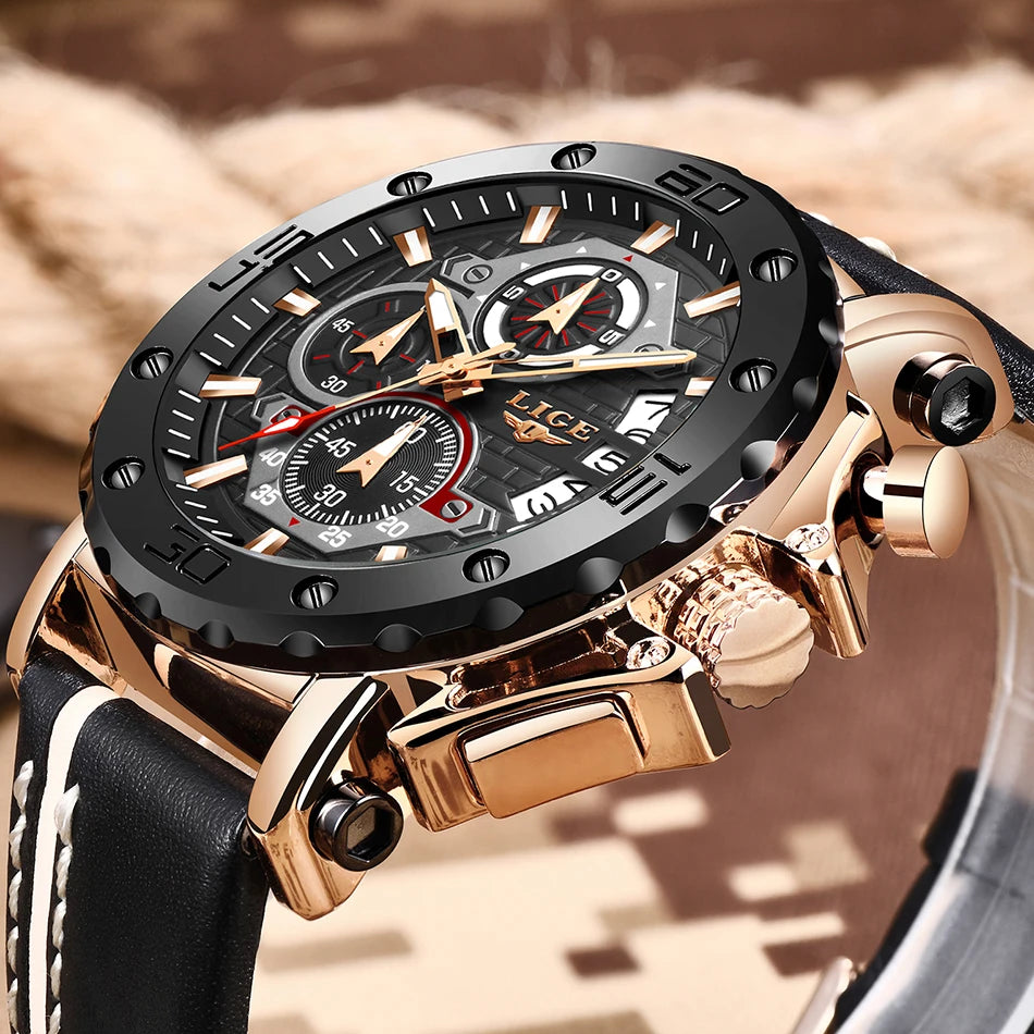 LIGE 2024 New Business Silicone Mens Watches Top Brand Luxury Quartz Watch For Men Waterproof Sport Big Dial Military Wristwatch