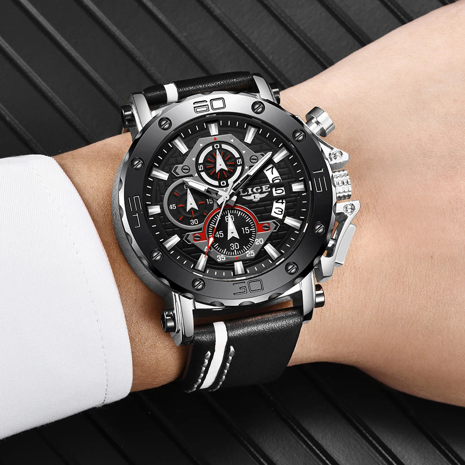LIGE 2024 New Business Silicone Mens Watches Top Brand Luxury Quartz Watch For Men Waterproof Sport Big Dial Military Wristwatch