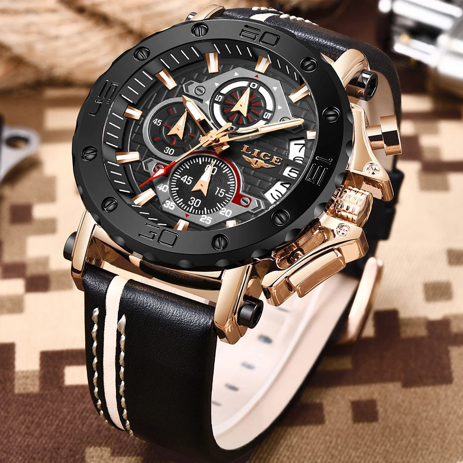 LIGE 2024 New Business Silicone Mens Watches Top Brand Luxury Quartz Watch For Men Waterproof Sport Big Dial Military Wristwatch