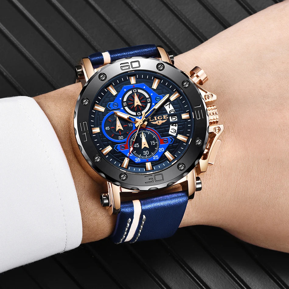 LIGE 2024 New Business Silicone Mens Watches Top Brand Luxury Quartz Watch For Men Waterproof Sport Big Dial Military Wristwatch