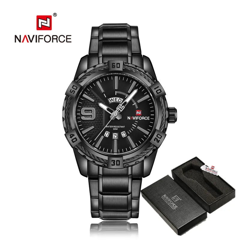 NAVIFORCE Luxury Brand Men's WristWatch Original Fashion Quartz Classic Watches For Men Waterproof Business Steel Band Clock Man