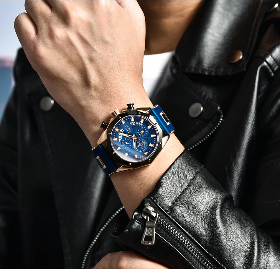 2024 LIGE New Fashion Mens Watches Top Brand Luxury Silicone Sport Watch Men Quartz Date Clock Waterproof Wristwatch Chronograph