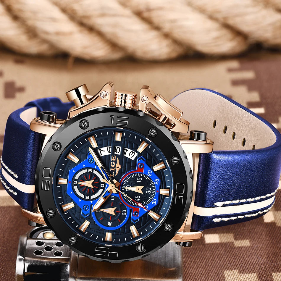 LIGE 2024 New Business Silicone Mens Watches Top Brand Luxury Quartz Watch For Men Waterproof Sport Big Dial Military Wristwatch