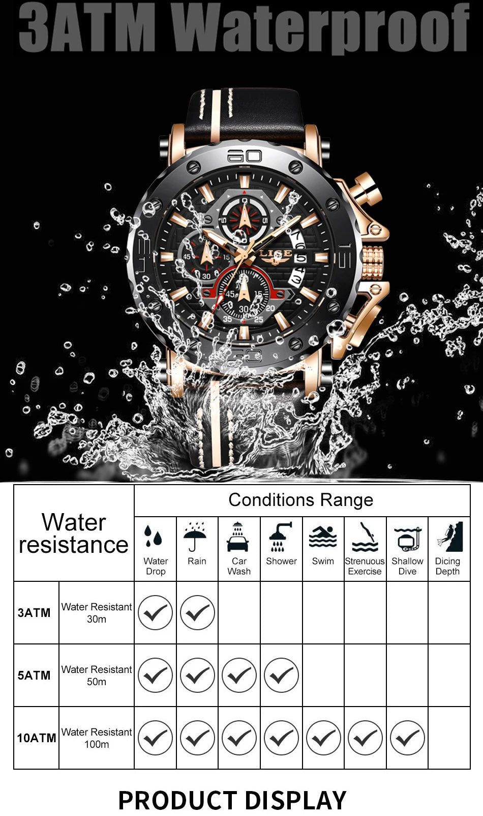 LIGE 2024 New Business Silicone Mens Watches Top Brand Luxury Quartz Watch For Men Waterproof Sport Big Dial Military Wristwatch