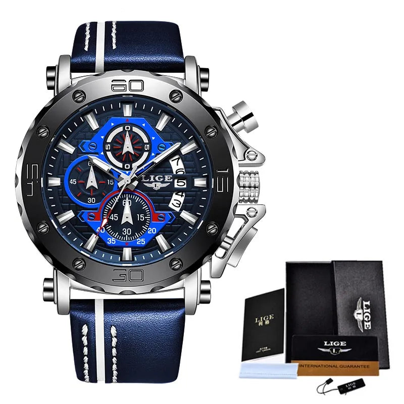 LIGE 2024 New Business Silicone Mens Watches Top Brand Luxury Quartz Watch For Men Waterproof Sport Big Dial Military Wristwatch