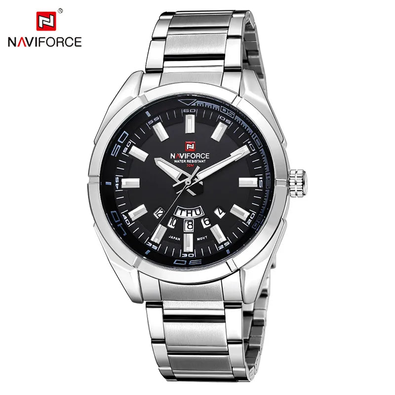NAVIFORCE Classic Casual Watch for Men Stainless teel Sport Waterproof Male Watches Quartz Date Display Clock  Relogio Masculino